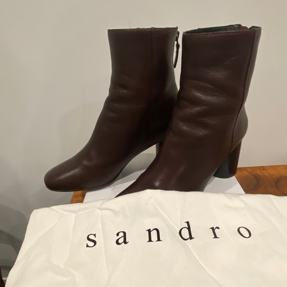Sandro ‘Sacha’ Leather Bordeaux Boot Sz40 - Picture 3 of 8